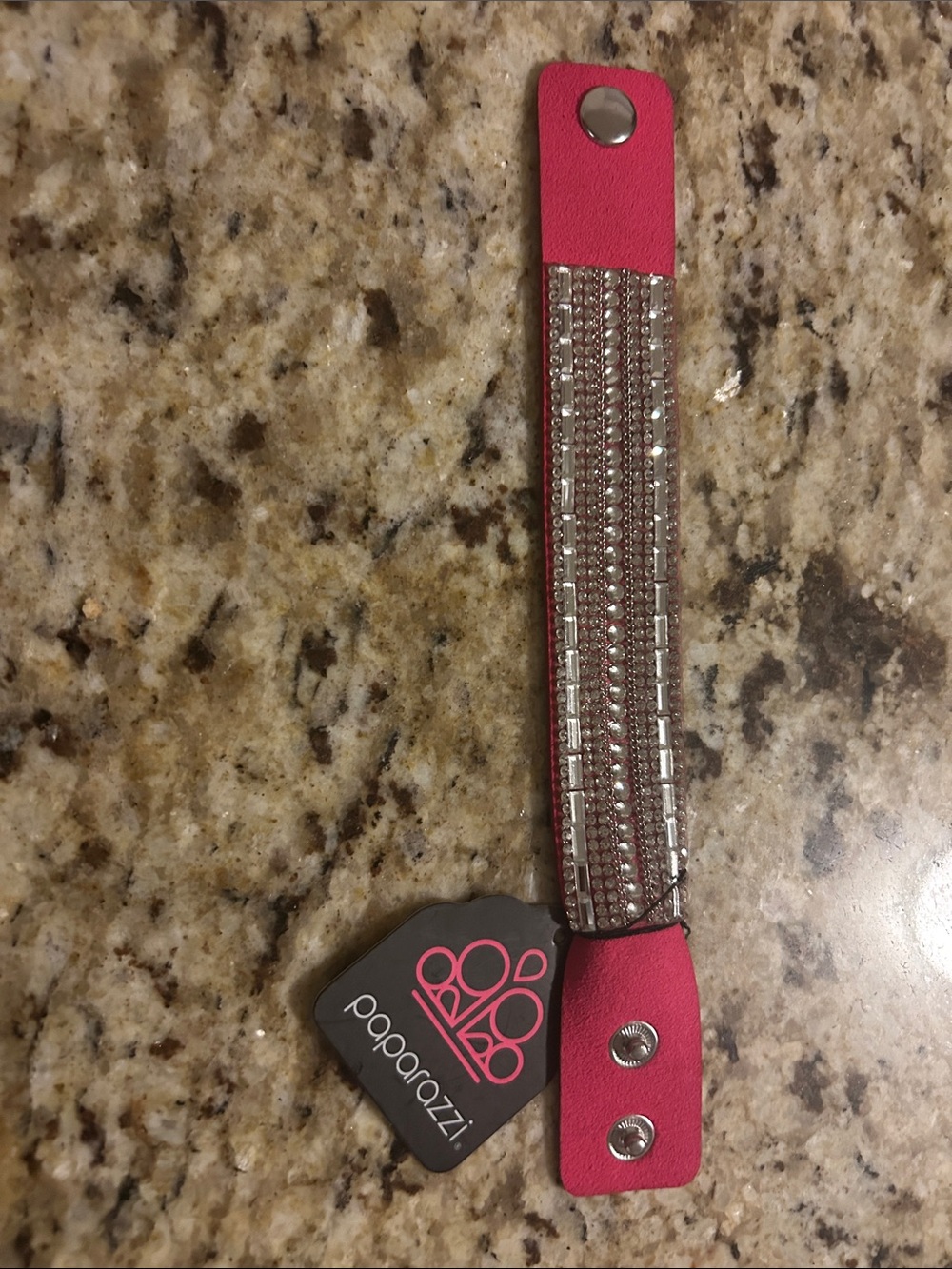 paparazzi Pink Crystal-Embellished Snap Cuff Bracelet